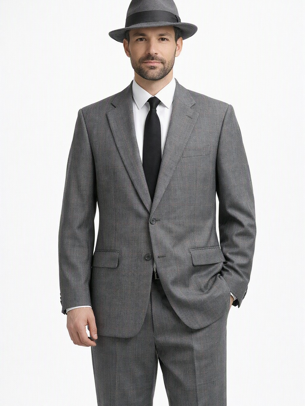 Hickey Freeman Canterbury Gray Tailored Suit Jacket 42L | Luxury Wool | Classic
